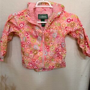 L.L.Bean Girls Pink Floral Hooded Jacket